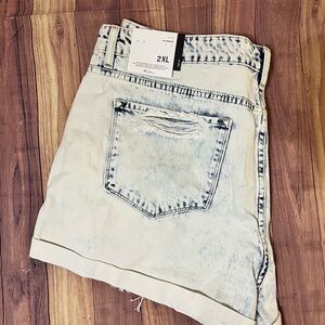 Kancan Acid Wash Denim Shorts 2XL